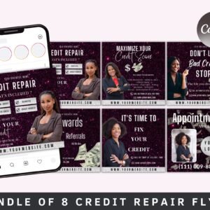 Credit repair flyer, diy flyer template design, editable flyer, consultation services flyers, canva credit repair flyer template