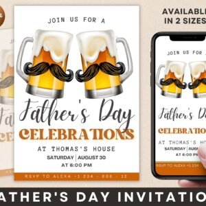 Printable fathers day celebration invite | fathers day beer party | happy fathers day template | printable invite | summer party invite