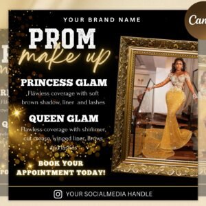 Prom Makeup Flyer, Prom Makeup, MUA Flyer, Makeup Flyer, Prom Flyer, Appointment Flyer, Book Now Flyer, Prom Season Canva Flyer
