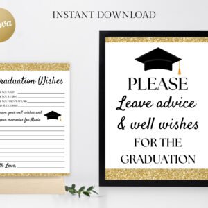 Graduation Advice Cards and Sign, Printable & Editable Graduation Advice Cards, Graduation Wishes, Size: 8.5" x 11" Sign, 5.5" x 4" Cards