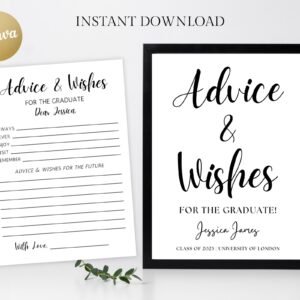 Graduation advice & wishes, printable, editable graduation advice cards, graduation wishes, canva template, size: 8x10"sign, 5x7"letter