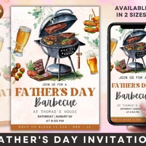 Fathers day barbecue invite, printable fathers day invitation, fathers day bbq, happy fathers day template, dinner party invite