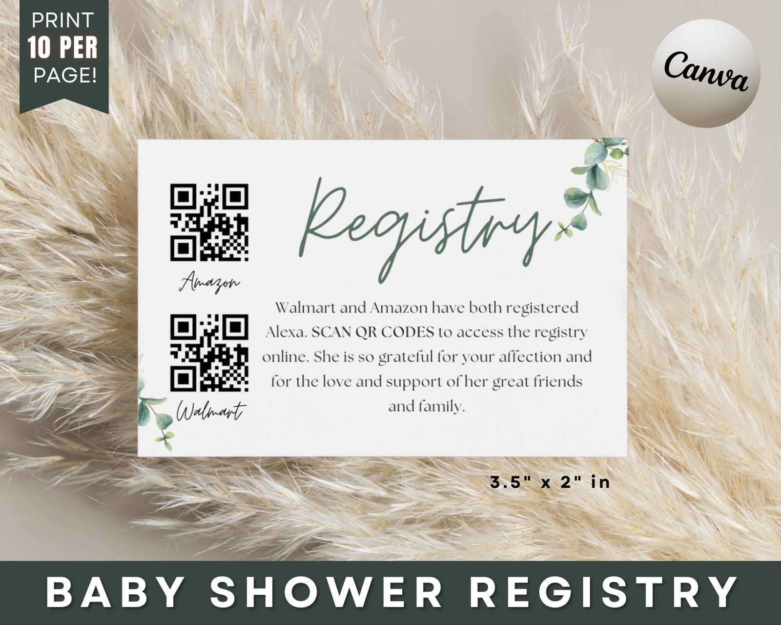Baby shower registry card with qr codes for your online registry, printable gift registry qr code, how to create a qr code guide included