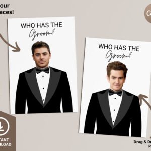 Printable Celebrity Who Has the Groom? Bachelorette Party Groom, Groom Scratch Off Game, Bridal Shower Game, Canva Template Digital Download