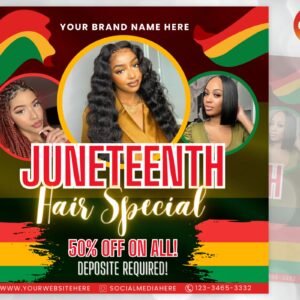 Juneteenth flyer, juneteenth sale flyer, editable flyer template, juneteenth wig sale flyer, knotless braids flyer, juneteenth celebration