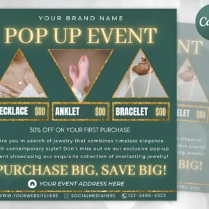 Permanent jewelry pop up, permanent jewelry flyer, editable instagram post, permanent jewelry marketing, canva flyer, instant download