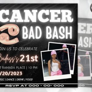 Cancer season party flyer, birthday szn flyer, cancer invitation flyer, cancer birthday event, social media flyer, premade flyer template