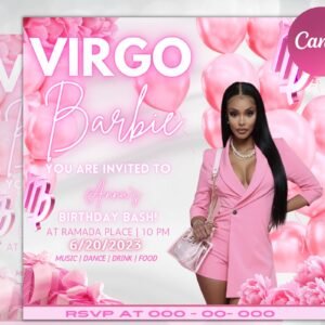Virgo Birthday Flyer, Birthday Template, Birthday Girl, Party Flyer, Celebration Flyer, Birthday Event, Birthday Invite,Canva Flyer Template
