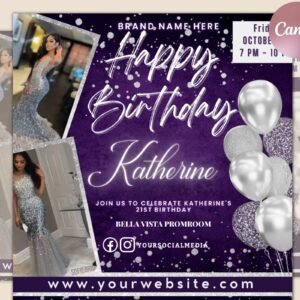 Birthday Flyer, Birthday Flyer Girl, Custom Editable Templates, Happy Birthday Flyer, Birthday Party Invitation, Birthday Girl Invitation