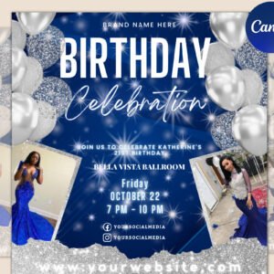 Editable Birthday Flyer, Birthday Girl Invitation, Birthday Flyer Girl, Happy Birthday Flyer, Birthday Party Invitation, Party invitation