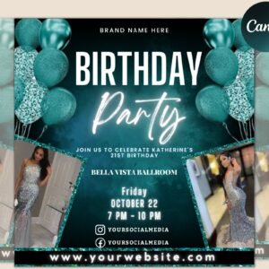 Birthday Flyer, Birthday Flyer Girl, Birthday Flyer Template, Happy Birthday Flyer, Birthday Dinner, Birthday Invitation, Birthday Bash