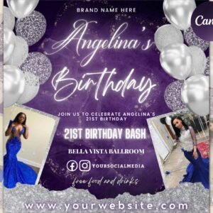 Birthday bash flyer, birthday flyer girl, diy flyer template design, birthday party invites flyer, premade celebration instagram post