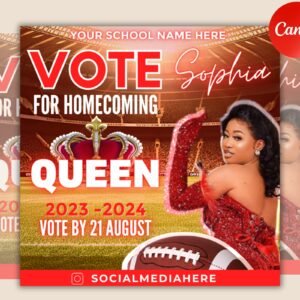Vote Homecoming Queen Flyer, Homecoming Flyer, Campaign Flyer, Class Campaign Flyer, Election Flyer Prom Queen Flyer | DIY Editable Template