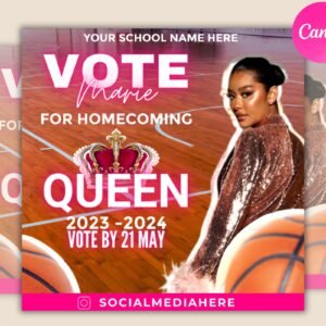 Vote homecoming queen flyer, homecoming flyer, campaign flyer, class campaign flyer, election flyer prom queen flyer | diy editable template