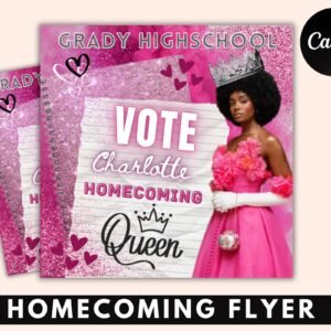 Vote Homecoming Queen Flyer, Homecoming Flyer, Campaign Flyer, Class Campaign Flyer, Election Flyer Prom Queen Flyer | DIY Editable Template