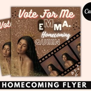 Vote homecoming queen flyer, homecoming flyer, campaign flyer, class campaign flyer, election flyer prom queen flyer | diy editable template