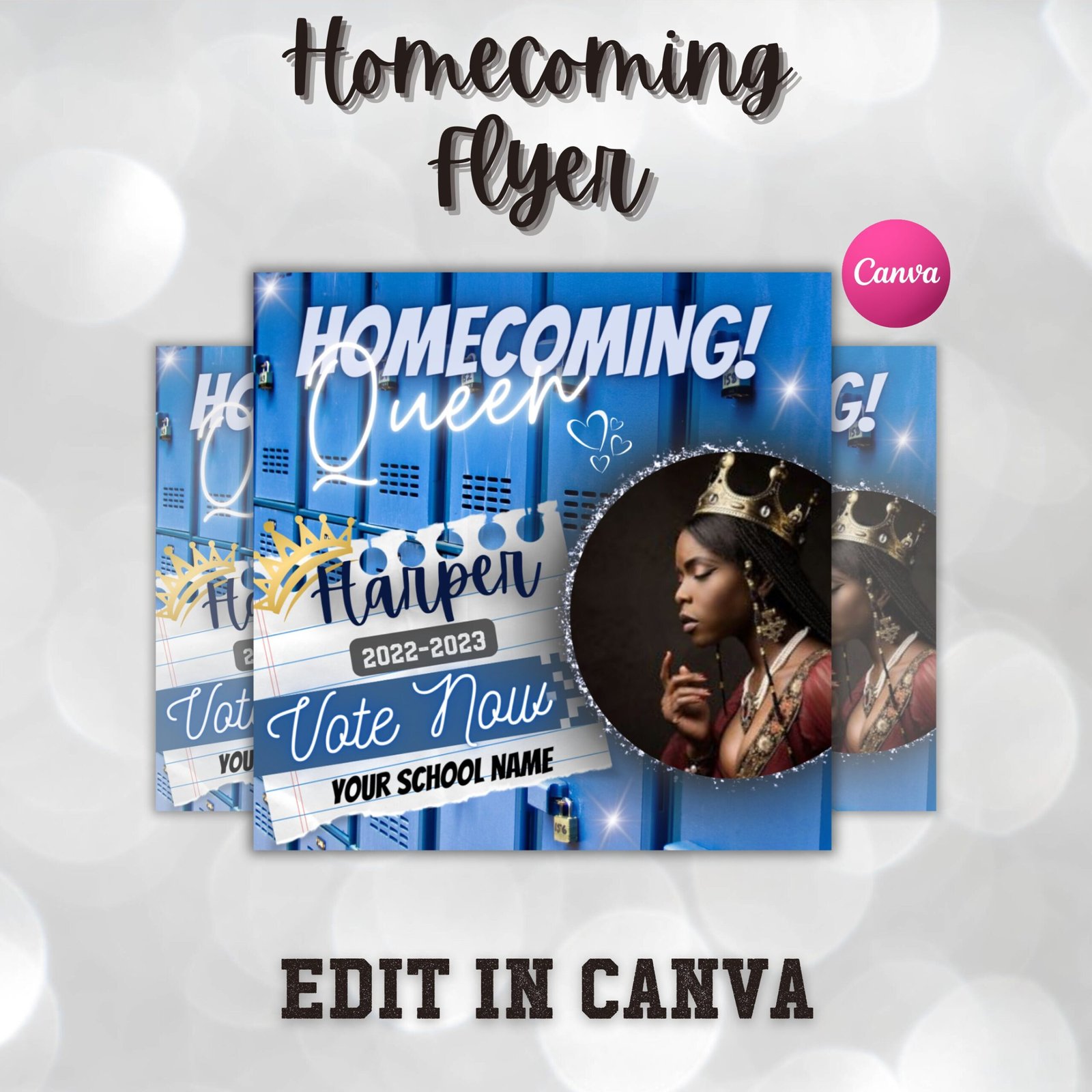 Vote homecoming queen flyer, homecoming flyer, campaign flyer, class campaign flyer, election flyer prom queen flyer | diy editable template