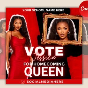 Homecoming flyer, vote homecoming queen flyer, campaign flyer, class campaign flyer, prom queen flyer, election flyer, canva templates
