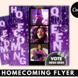 Vote homecoming queen flyer, homecoming flyer, campaign flyer, class campaign flyer, election flyer prom queen flyer | diy editable template