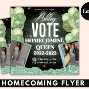 Vote Homecoming Queen Flyer, Homecoming Flyer, Campaign Flyer, Class Campaign Flyer, Election Flyer Prom Queen Flyer | DIY Editable Template