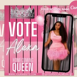 Vote homecoming queen flyer, homecoming flyer, campaign flyer, class campaign flyer, election flyer prom queen flyer | diy editable template