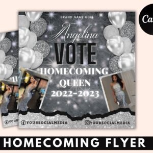 Vote homecoming queen flyer, homecoming flyer, campaign flyer, class campaign flyer, election flyer prom queen flyer | diy editable template