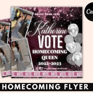 Vote homecoming queen flyer, homecoming flyer, campaign flyer, class campaign flyer, election flyer prom queen flyer | diy editable template