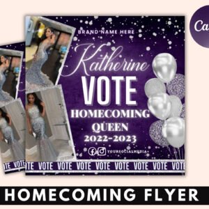 Vote homecoming queen flyer, homecoming flyer, campaign flyer, class campaign flyer, election flyer prom queen flyer | diy editable template