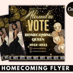Vote Homecoming Queen Flyer, Homecoming Flyer, Campaign Flyer, Class Campaign Flyer, Election Flyer Prom Queen Flyer | DIY Editable Template