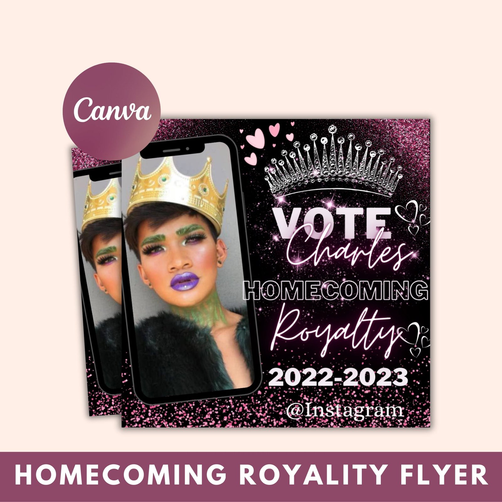 Homecoming royalty flyer, homecoming flyer, homecoming royals, homecoming campaign flyers, gender neutral flyer, homecoming court flyer
