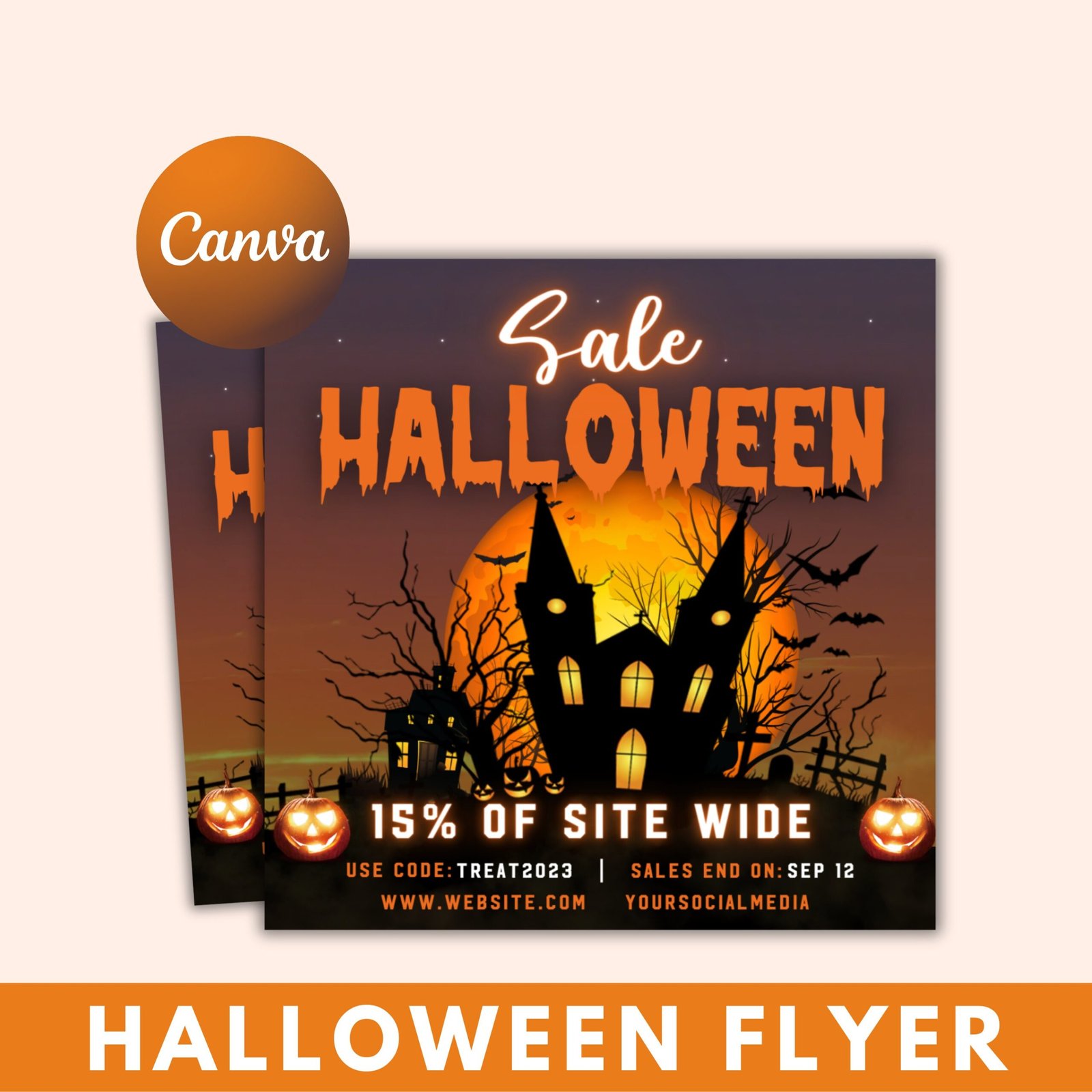 Halloween flyer, editable halloween party, diy flyer template design, sale flyer, hair flyer, fall sale flyer, pink flyer, scary flyer