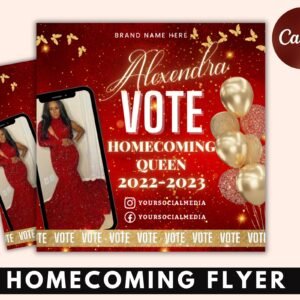 Vote homecoming queen flyer, homecoming flyer, campaign flyer, class campaign flyer, election flyer prom queen flyer | diy editable template