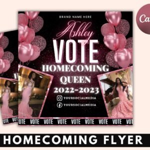 Vote Homecoming Queen Flyer, Homecoming Flyer, Campaign Flyer, Class Campaign Flyer, Election Flyer Prom Queen Flyer | DIY Editable Template
