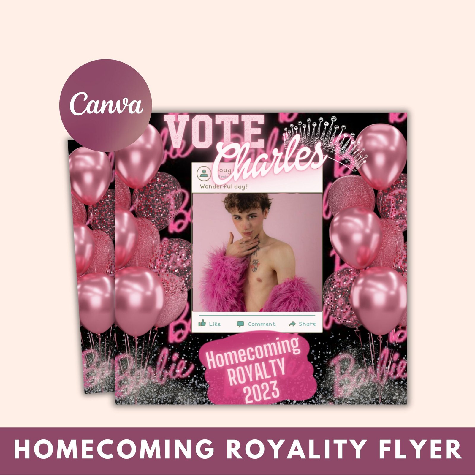 Vote homecoming royalty flyer, homecoming flyer, homecoming royals, homecoming campaign flyers, gender neutral flyer, homecoming court flyer