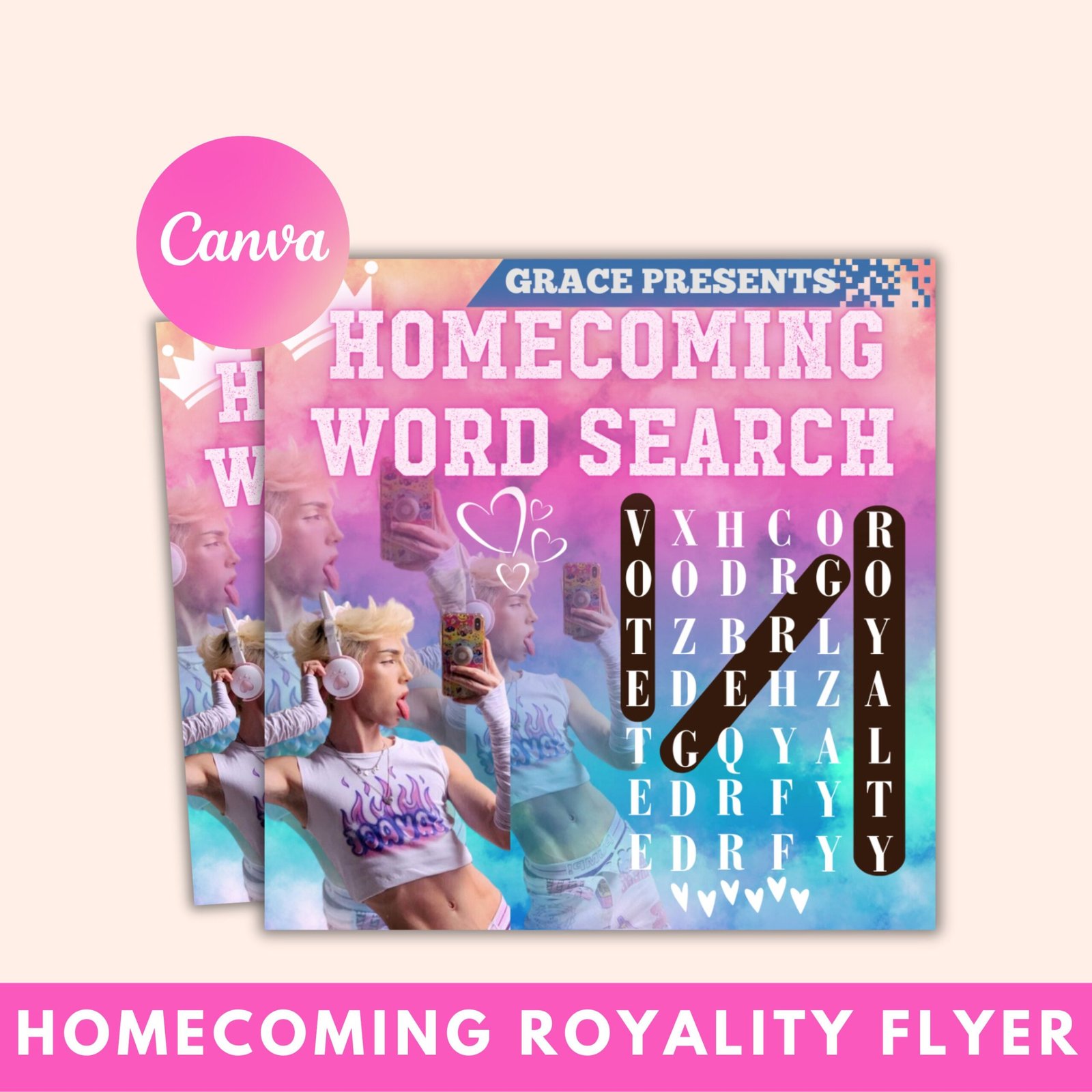 Vote homecoming royalty flyer, homecoming flyer, homecoming royals, homecoming campaign flyers, gender neutral flyer, homecoming court flyer