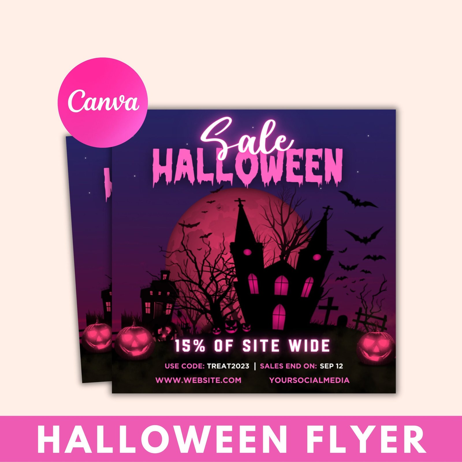 Halloween flyer, diy flyer template design, sale flyer, hair flyer, fall sale flyer, pink flyer, scary flyer, premade business flyer design