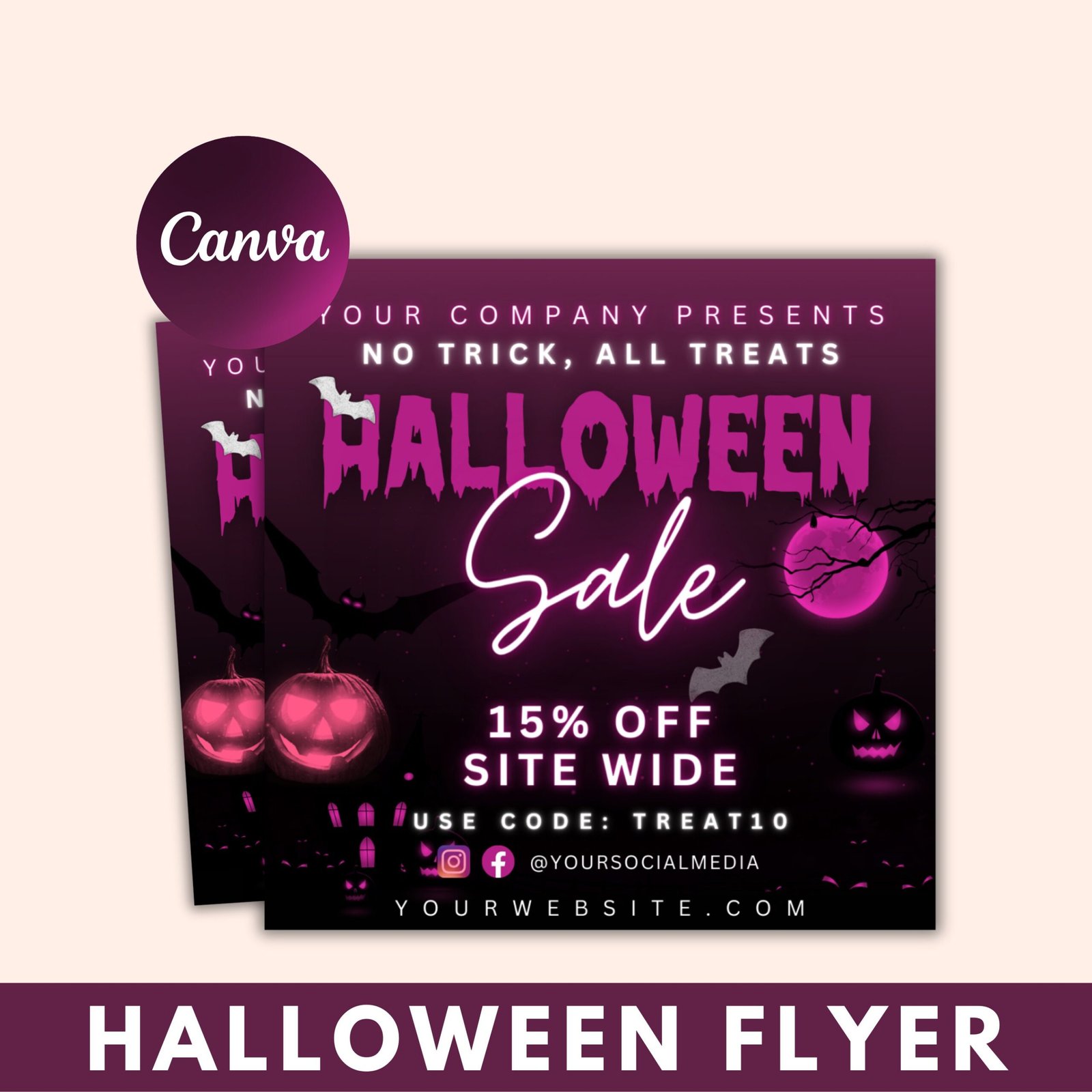 Halloween flyer, editable halloween party, diy flyer template design, sale flyer, hair flyer, fall sale flyer, pink flyer, scary flyer