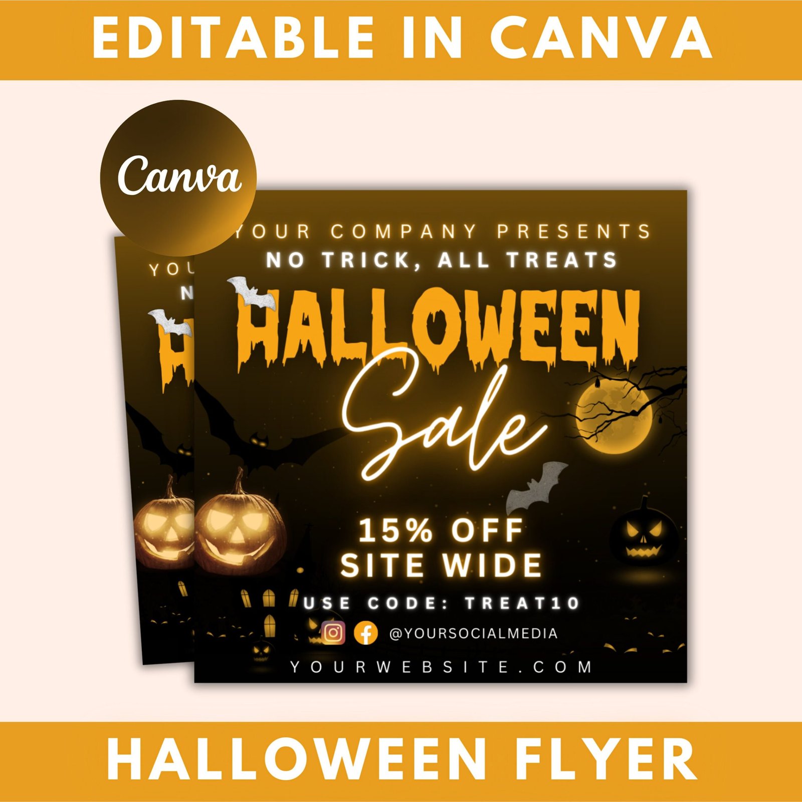 Halloween flyer, editable halloween party, diy flyer template design, sale flyer, hair flyer, fall sale flyer, pink flyer, scary flyer