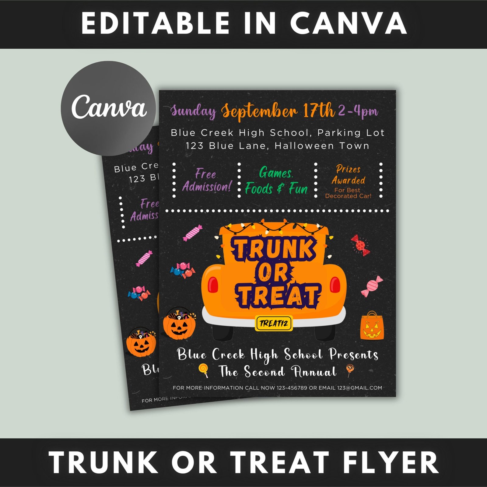 Trunk or treat invitation | halloween | trunk or treat flyer | school fall festival | church halloween event | template | instant download
