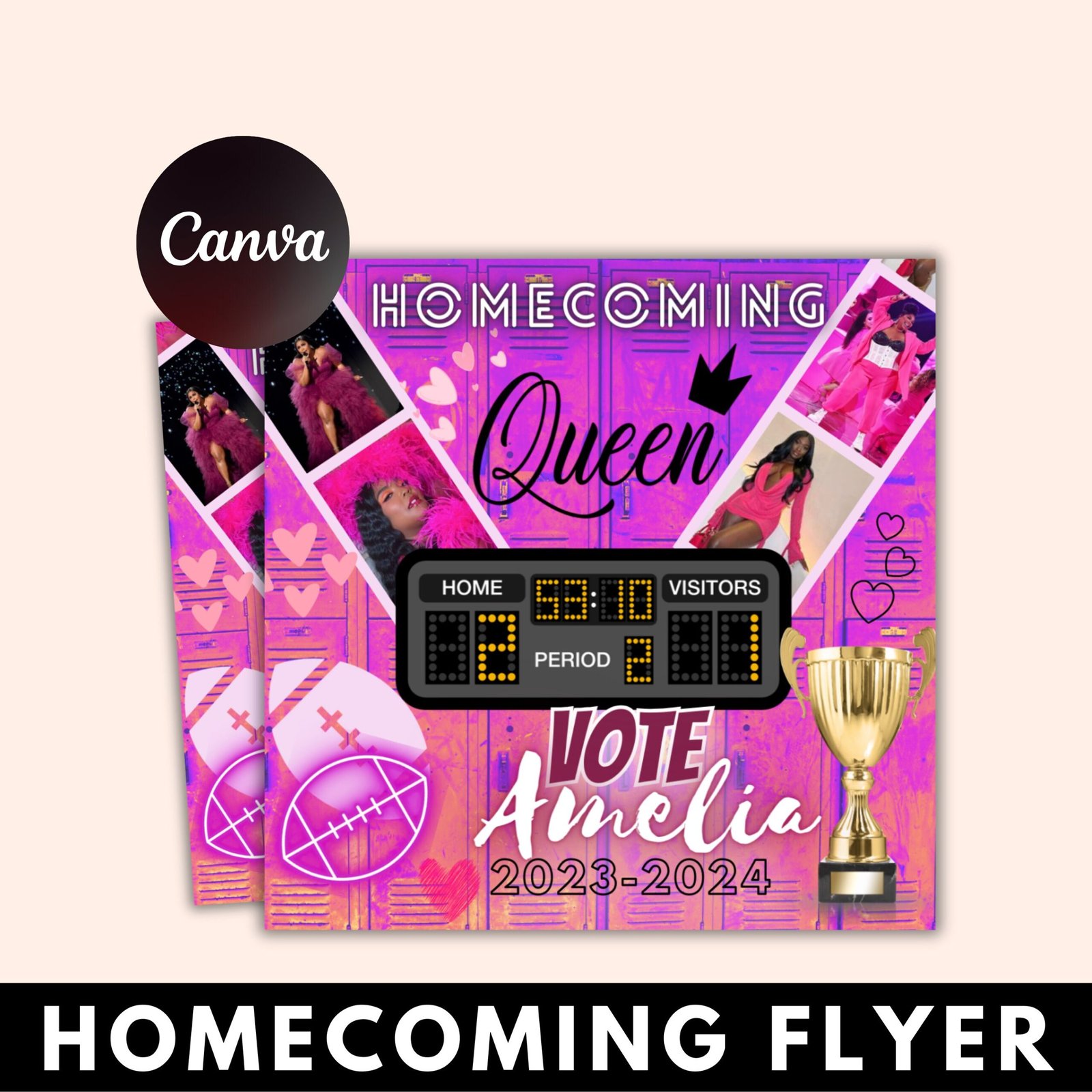 Vote homecoming queen flyer, homecoming flyer, campaign flyer, class campaign flyer, election flyer prom queen flyer | diy editable template