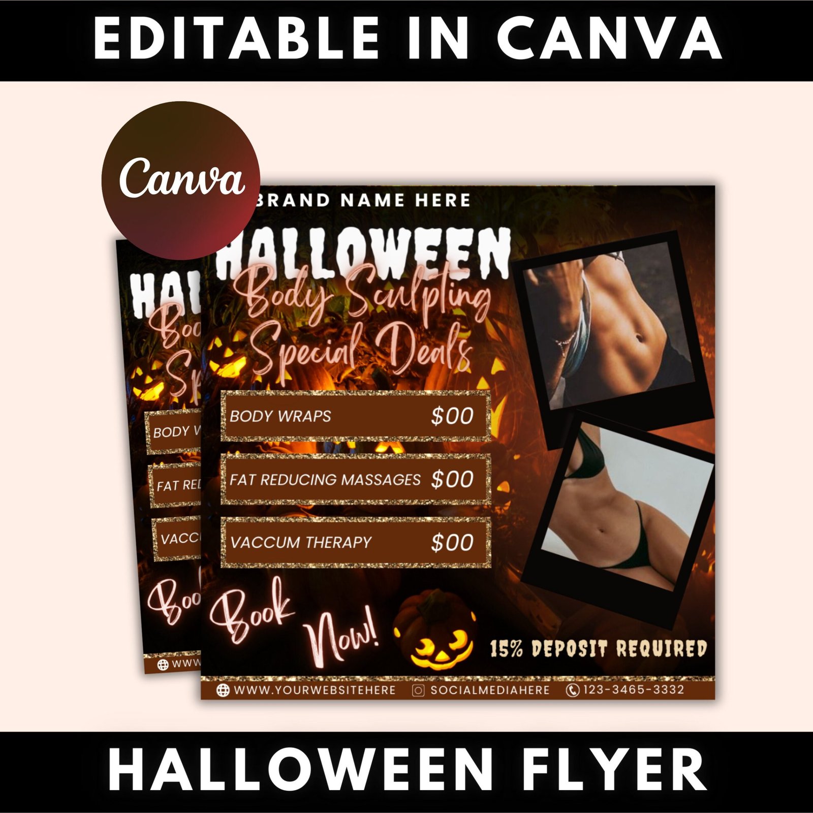 Halloween Booking Flyer, Body Sculpting Flyer, Booking Flyer, DIY Flyer Design, Halloween Flyer, Social Media Flyer, Canva Flyer Template