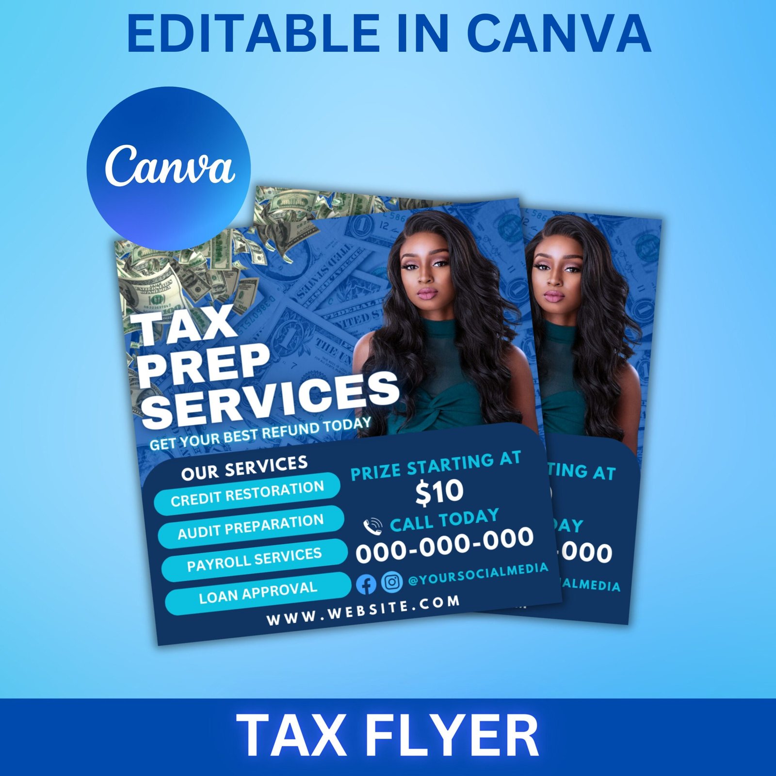 Tax prep flyer, tax prep instagram, tax flyer template, preparation flyers, tax prep templates, tax preparation post