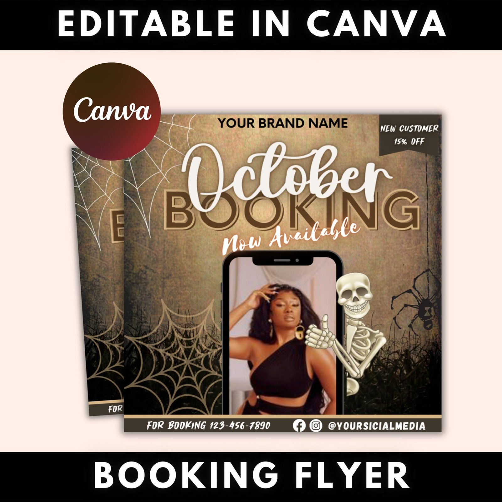 October booking flyer, appointment flyer, book now flyer, halloween flyer, beauty flyer, social media flyer, canva flyer template