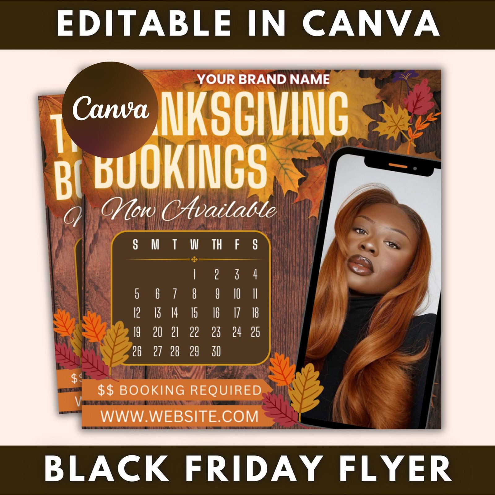 Thanksgiving Booking Flyer, November Booking Flyer, Fall Bookings Available, Hair Flyer, November Appointment Available, November Books Open