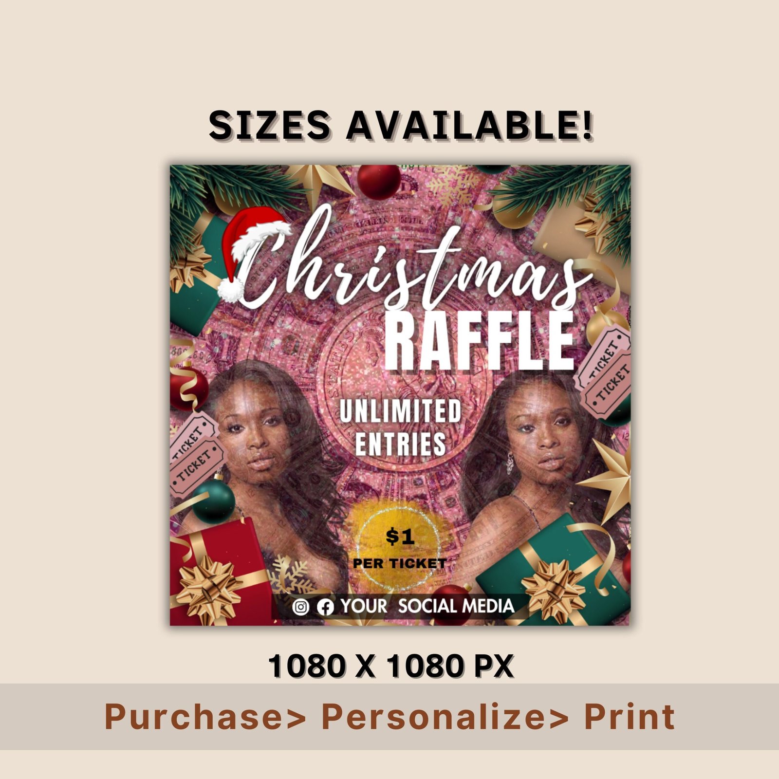 Christmas Raffle Flyer, Christmas Flyer, DIY Flyer Design Template, Giveaway Flyer, Social Media Flyer, Premade Business Flyer - Image 2
