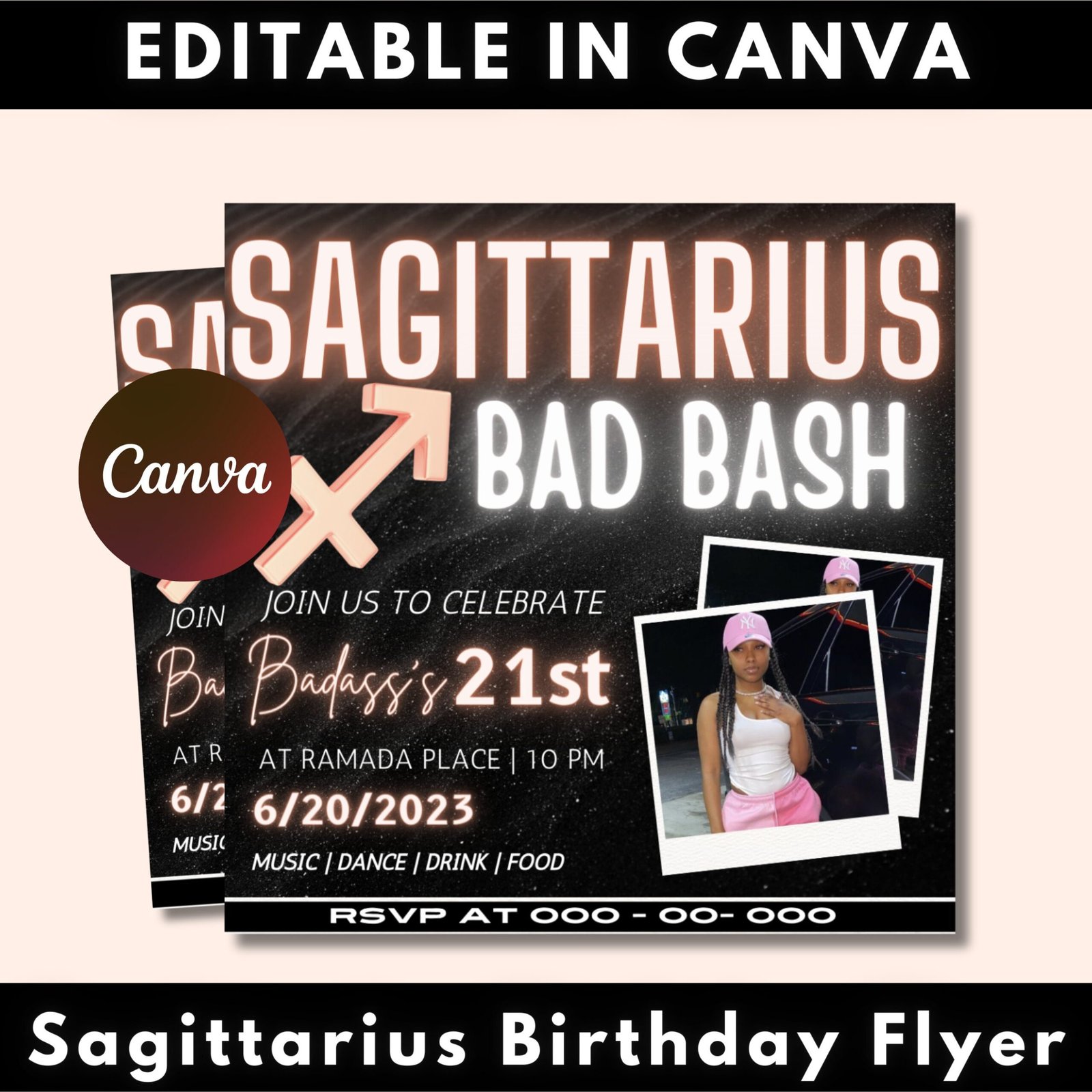 Sagittarius Birthday Flyer, Birthday Template, Birthday Girl, Party Flyer, Celebration Flyer, Birthday Event, Birthday Invite, Sagittarius