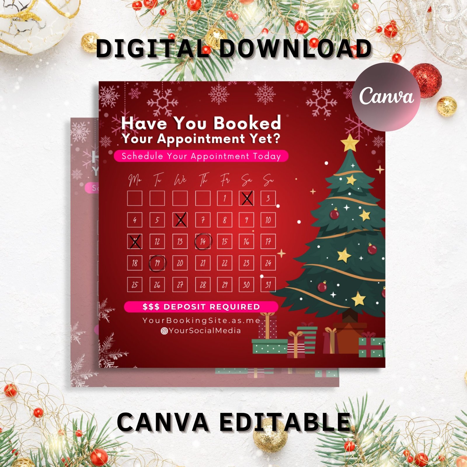 Editable christmas flyer, christmas have you booked flyer, december booking flyer, diy book now flyer, hairstylist flyer, mua flyer