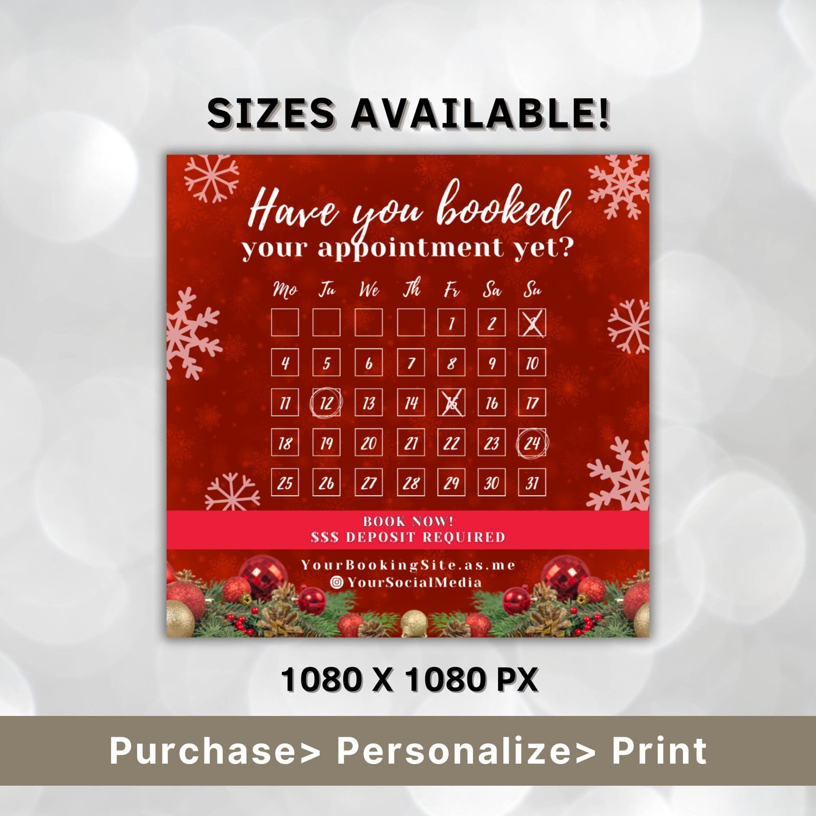 Editable Christmas Flyer | Hairstylist Flyer, MUA Flyer, December Booking Flyer, DIY Book Now Flyer, December Bookings Flyer - Image 2