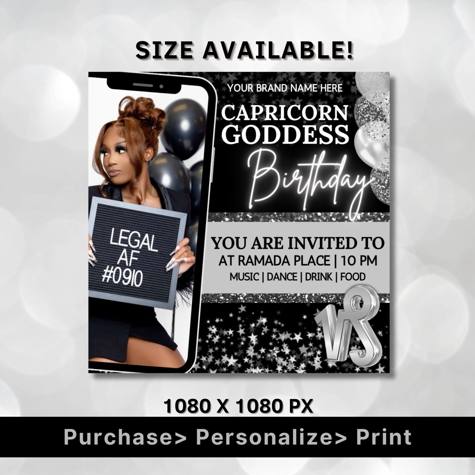 Capricorn Birthday Flyer, Birthday Template, Birthday Girl, Party Flyer, Celebration Flyer, Birthday Event, Birthday Invite, Capricorn - Image 2