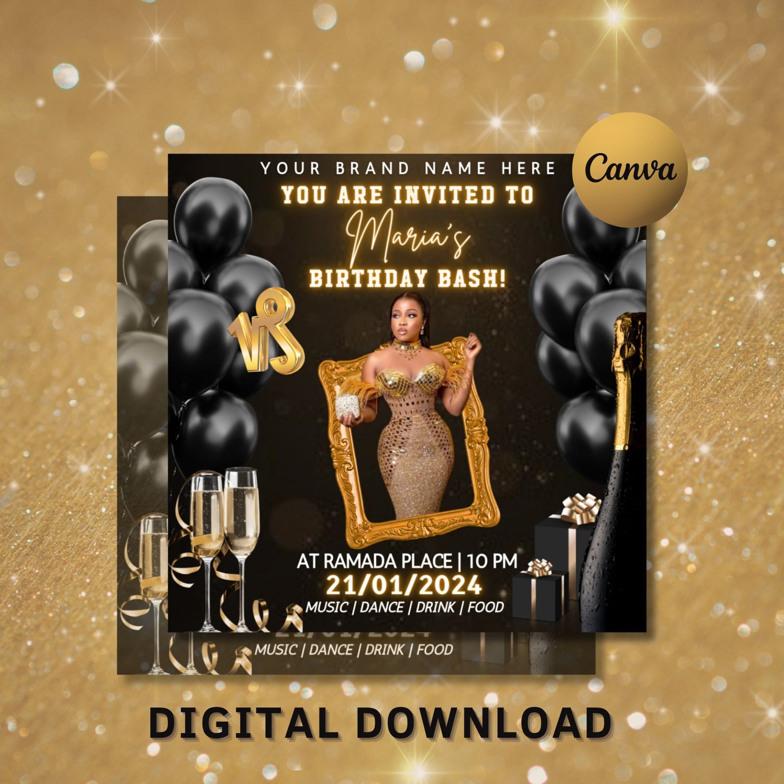 Capricorn birthday flyer, birthday template, birthday girl, party flyer, celebration flyer, birthday event, birthday invite, capricorn